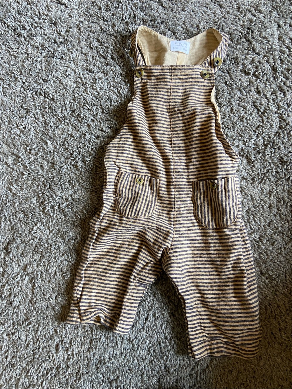 Striped Brown & Cream baby Overalls -